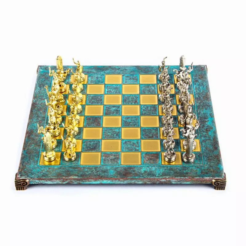 Joc Sah Greek Mithology caseta 36 x 36 cm piese gold & silver si tabla de sah Bronze Turquoise [0]