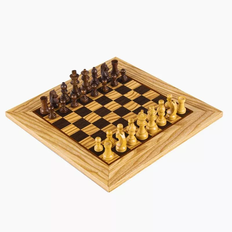 Joc Sah Staunton Nebunul de Olive caseta 50x50cm tabla si piese din lemn [1]