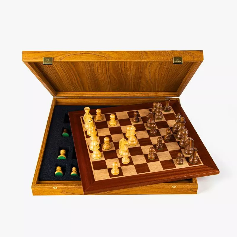 Joc Sah Staunton Regele de Mahon caseta 50x50cm tabla si piese din lemn [2]