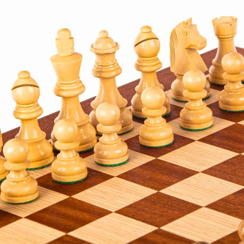 Joc Sah Staunton Regele de Mahon caseta 50x50cm tabla si piese din lemn [3]