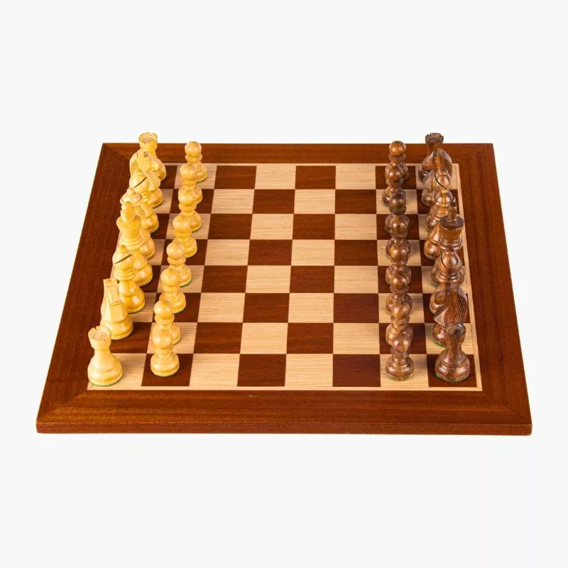 Cadouri - Joc Sah Staunton Regele de Mahon caseta 50x50cm tabla si piese din lemn