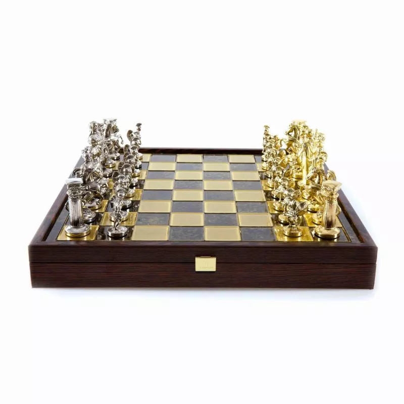 Joc Sah Tronuri Antice caseta 41 x 41 cm piese gold & silver si tabla de sah Bronze Brown [1]