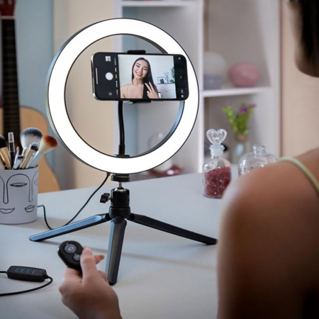 Lampa circulara Selfie Ring, cu trepied si telecomanda [0]