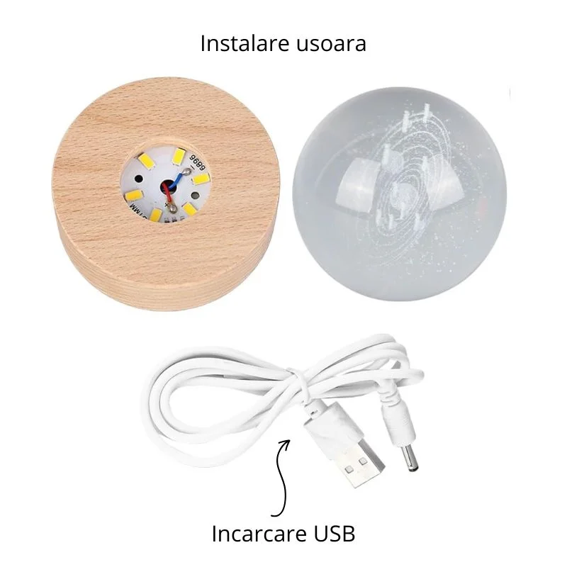 Lampa LED Glob de Cristal Planetariu, cu sistem solar, cadou captivant [7]