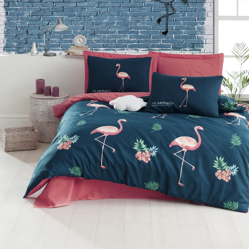 Cele mai noi - Lenjerie bumbac Big Fillamin - Bleumarin, 200x220 cm, 2 fete de perna, cearsaf