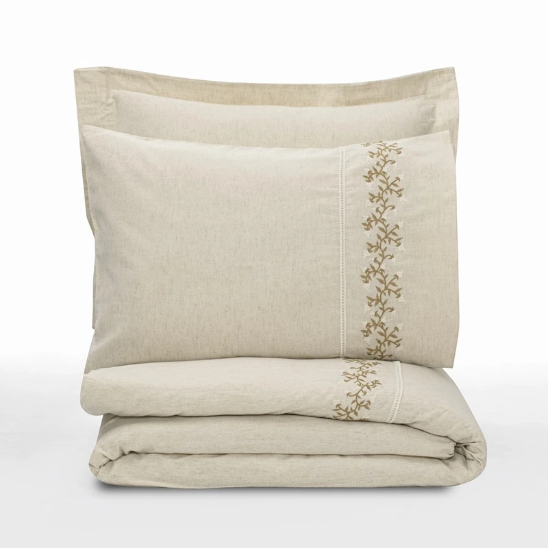Lenjerie bumbac-linen Darian - Crem, 200x220 cm, 4 fete de perna, cearsaf [2]