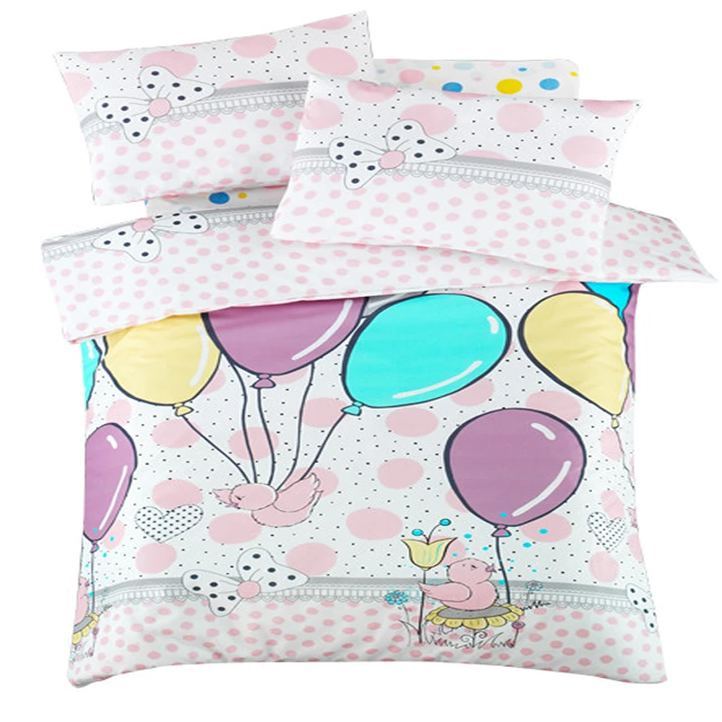 Lenjerie bumbac ranforce Balloons - Alb, 100x150 cm, 2 fete de perna, cearsaf [1]