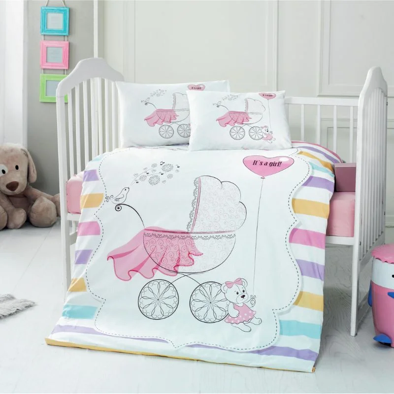 Home & Deco - Lenjerie bumbac ranforce copii Girl - Alb, 100x150 cm, 2 fete de perna