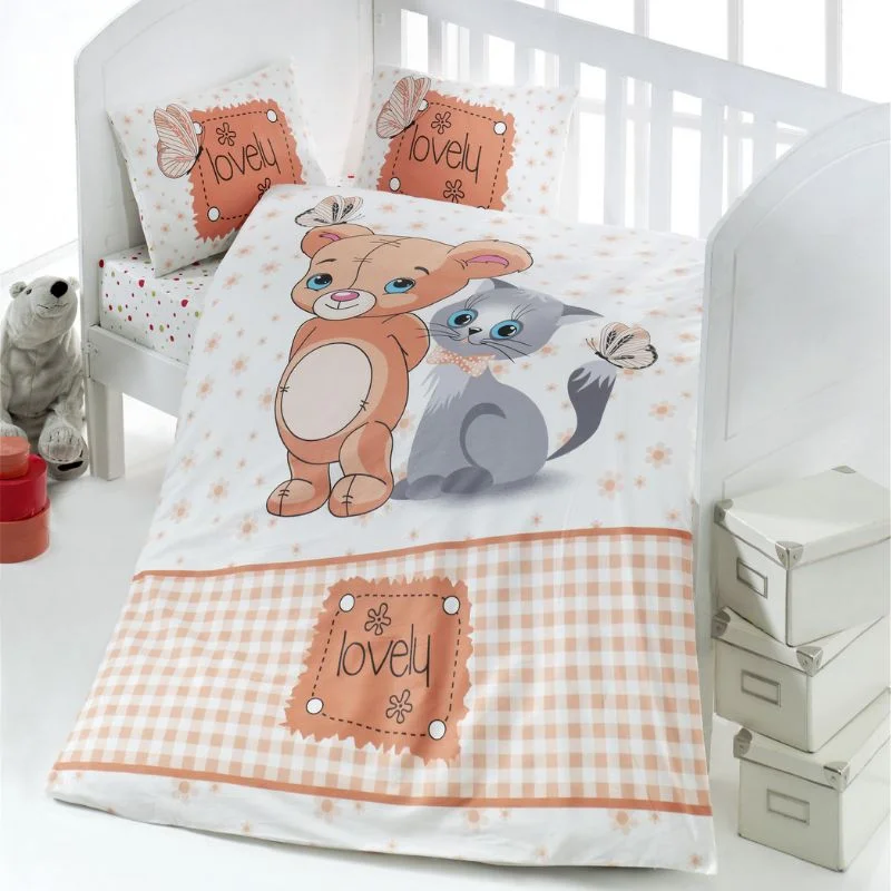 Home & Deco - Lenjerie bumbac ranforce copii - Model Soricel, 100x150 cm, 2 fete de perna