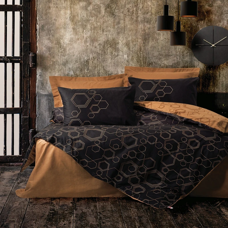 Cele mai noi - Lenjerie bumbac ranforce Dawn - Cupru, 160x220 cm, 1 fata de perna, cearsaf