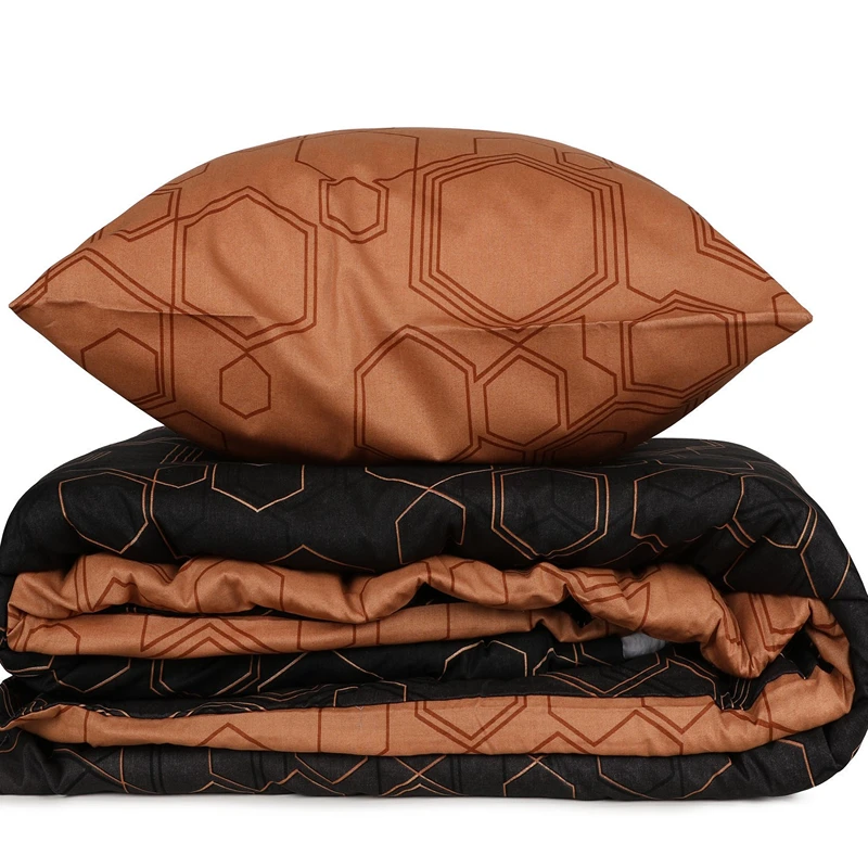 Lenjerie bumbac ranforce Dawn - Cupru, 200x220 cm, 2 fete de perna, cearsaf [3]