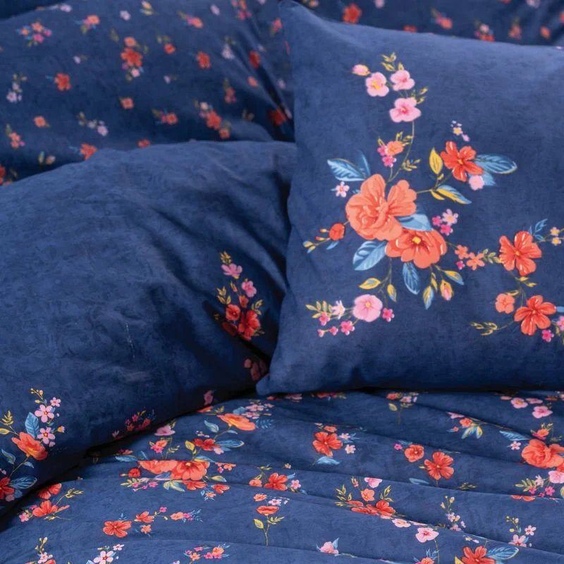 Lenjerie bumbac ranforce Emery - Bleumarin, 200x220 cm, 2 fete de perna, cearsaf [1]