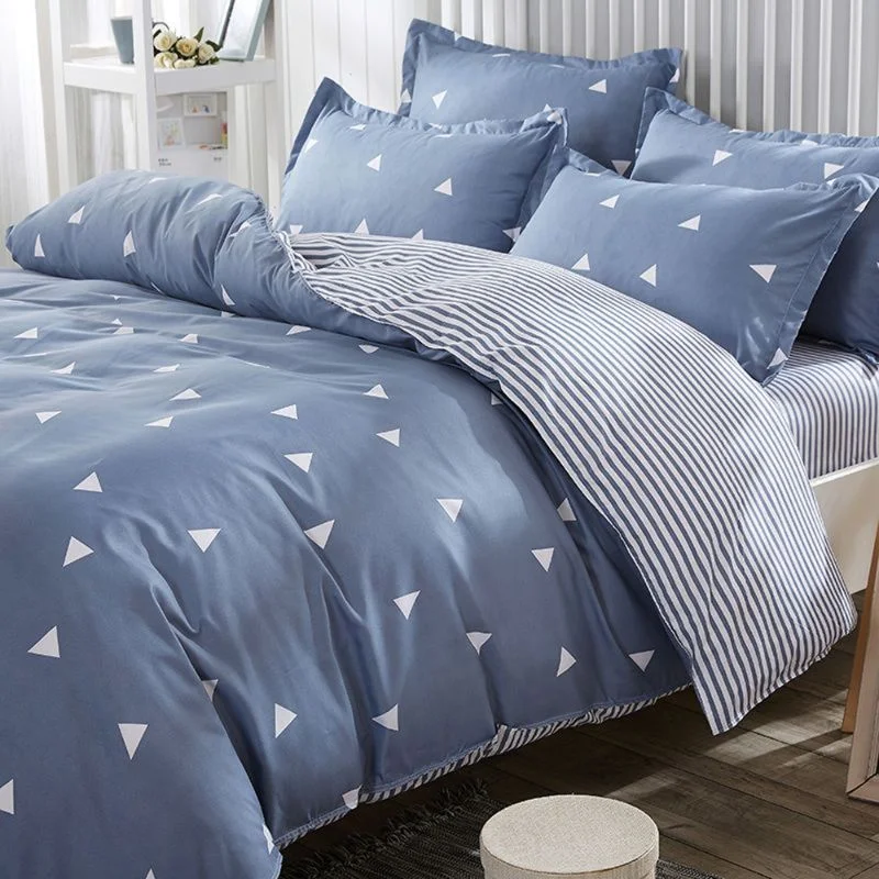Home & Deco - Lenjerie pat dublu, albastru, 200x220 cm, doua huse de perna
