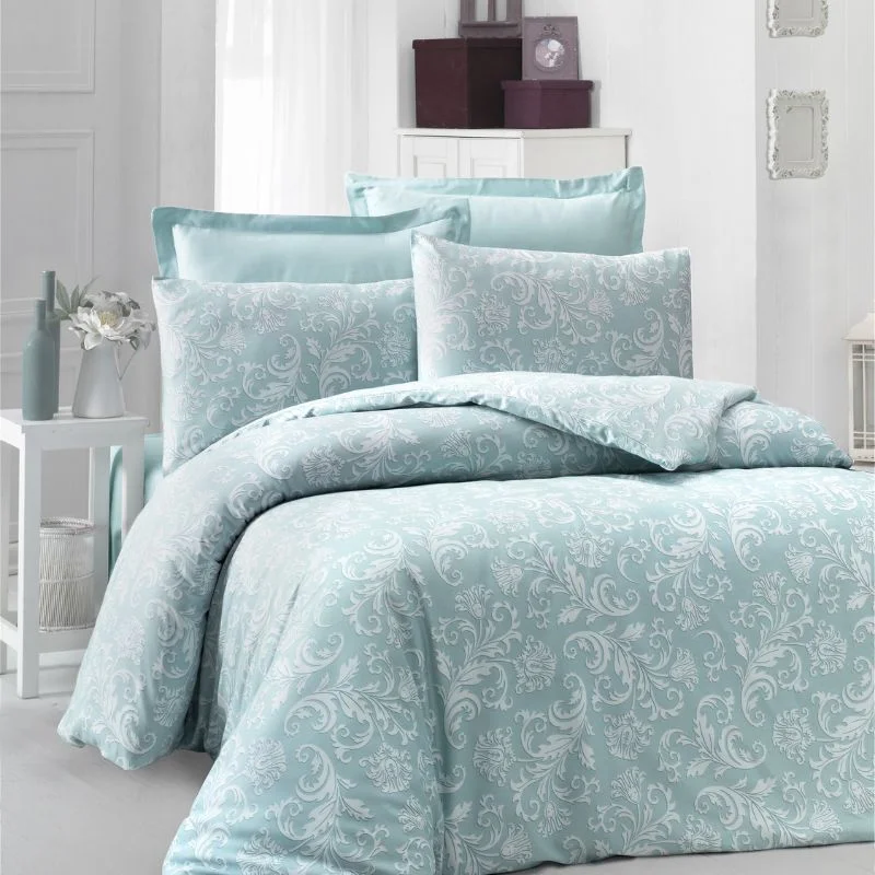 Home & Deco - Lenjerie pat dublu satin, mint, 200x220 cm, patru huse de perna