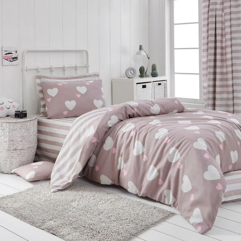 Home & Deco - Lenjerie pat Herz - Roz prafuit, 160x220 cm, 1 fata de perna