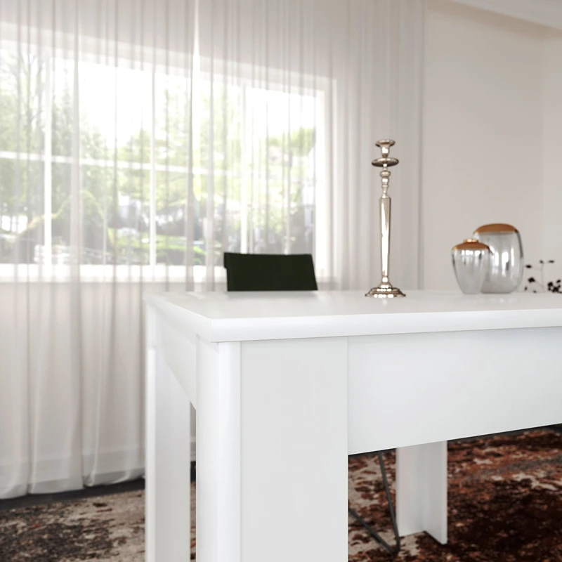 Masa Single 90, alb lucios, 90 cm, design modern pentru dining [2]