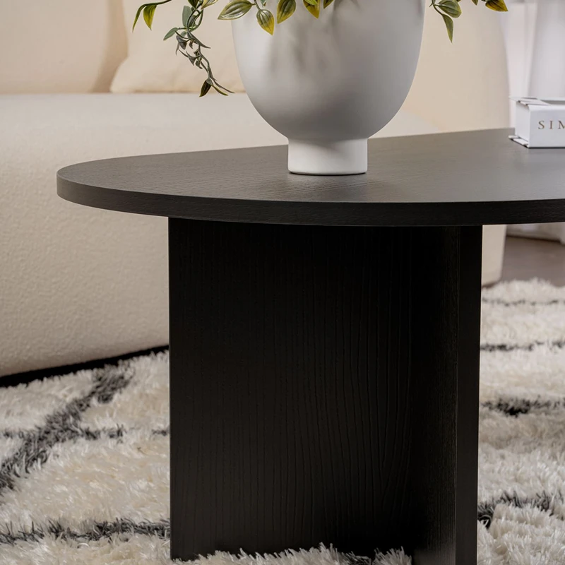 Masuta cafea neagra din lemn cu design modern Sable 119x39.8 cm [3]