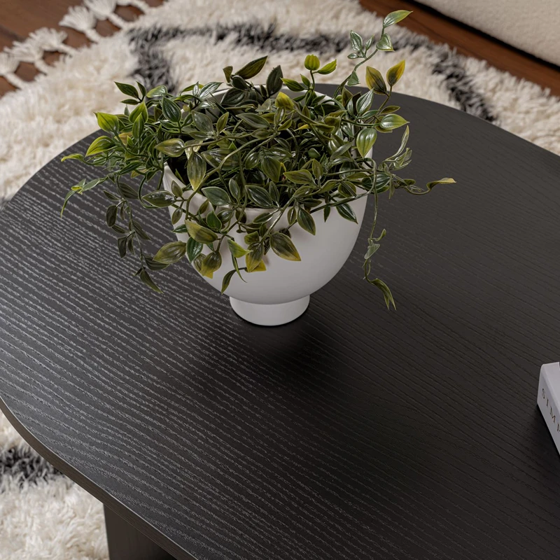 Masuta cafea neagra din lemn cu design modern Sable 119x39.8 cm [6]