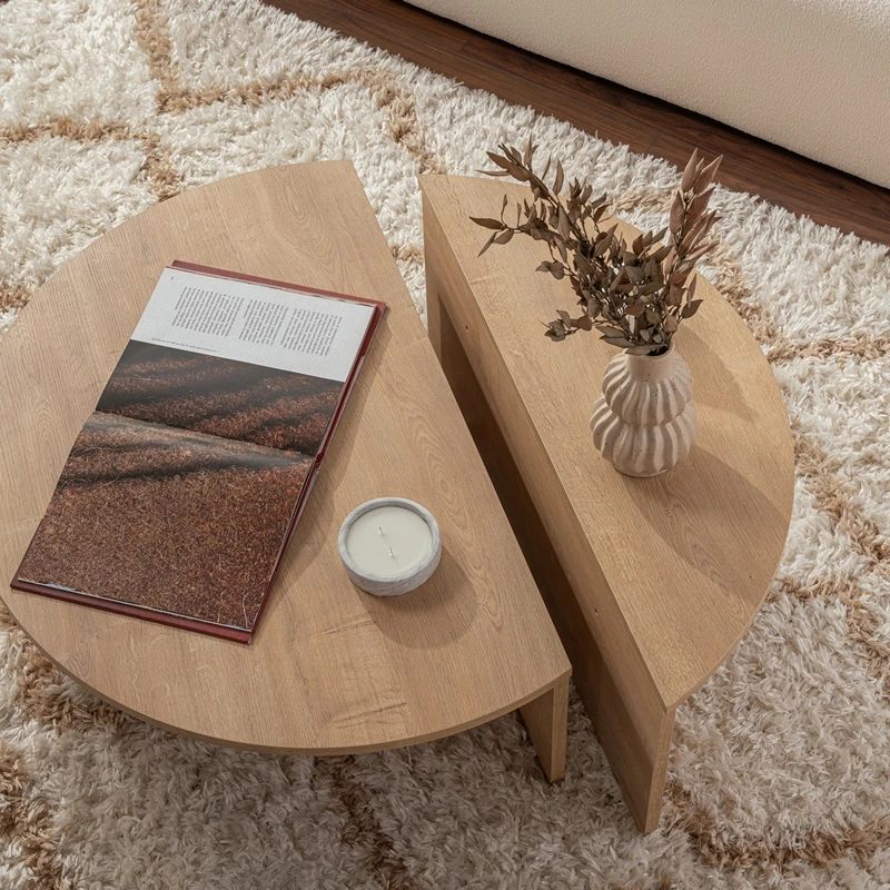 Masuta de cafea Orion stejar auriu, design modern, blat rotund [7]