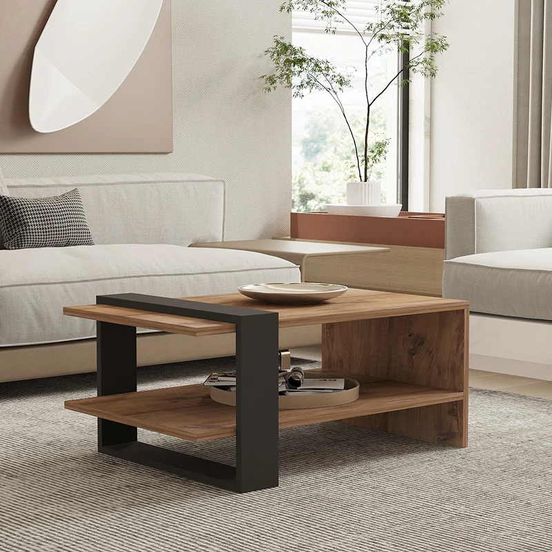 Masuta de cafea Ova, stejar si antracit, design modern, 80 cm [2]