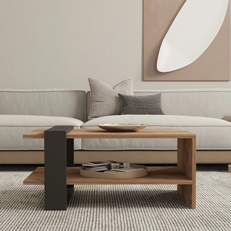 Masuta de cafea Ova, stejar si antracit, design modern, 80 cm [0]