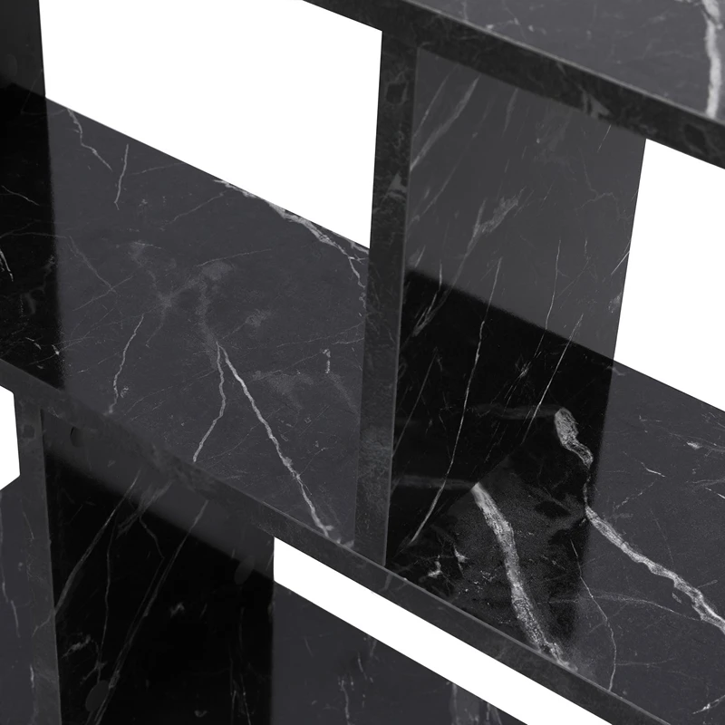 Masuta laterala Life Negru Marmura cu rafturi si design modern [6]