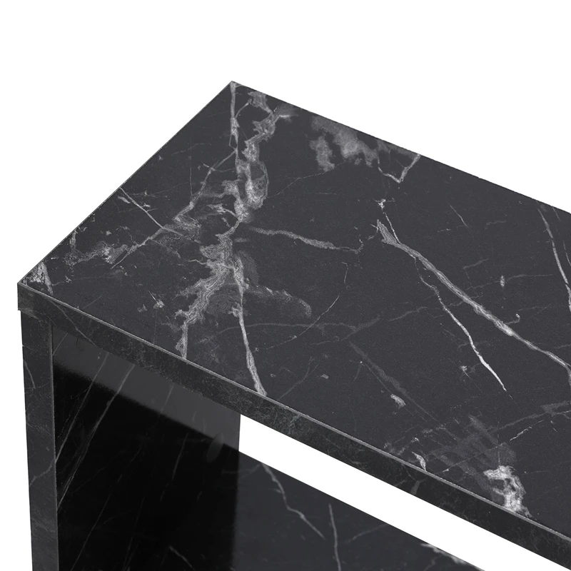 Masuta laterala Life Negru Marmura cu rafturi si design modern [4]