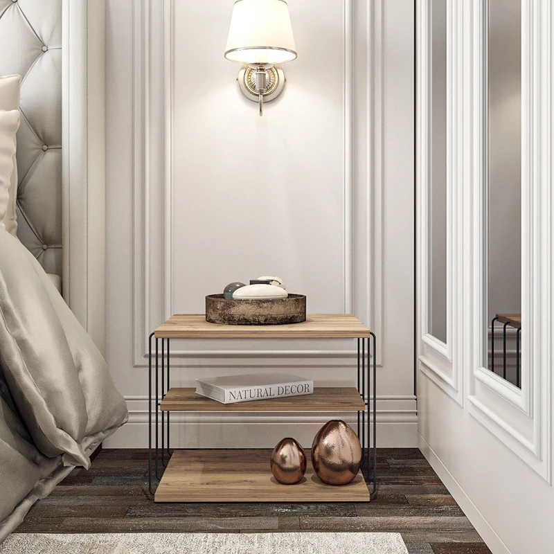 Masuta laterala Lifon pin atlantic, negru, cu design modern si structura metalica [1]