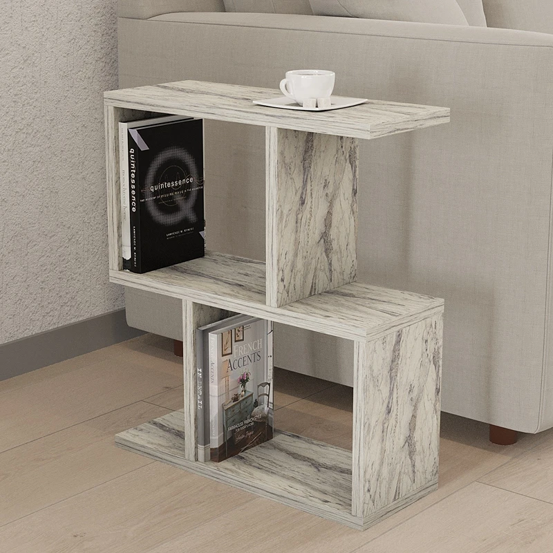 Masuta laterala Zet, design modern, finisaj marmura freesia, multifunctionala, 45 cm [0]