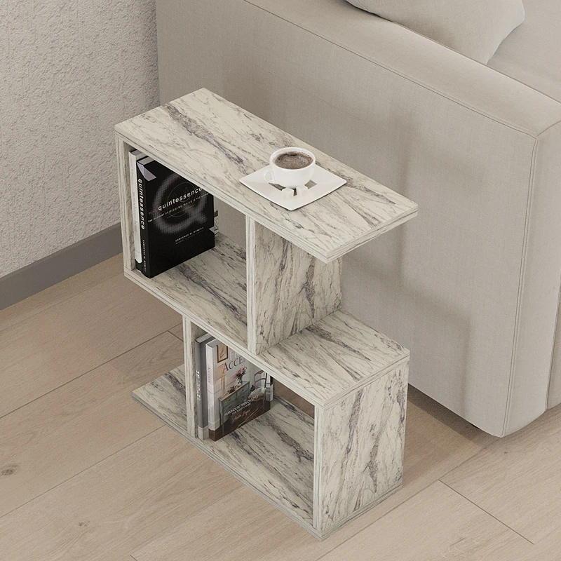 Masuta laterala Zet, design modern, finisaj marmura freesia, multifunctionala, 45 cm [1]