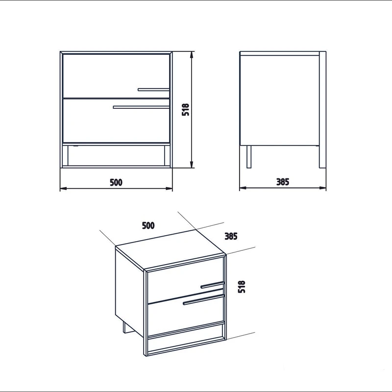 Noptiera alba si aurie cu sertar si picioare metalice, 50x51,8 cm [2]