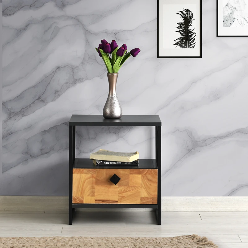 Noptiera Altunizade Antracit cu raft si stil minimalist [0]