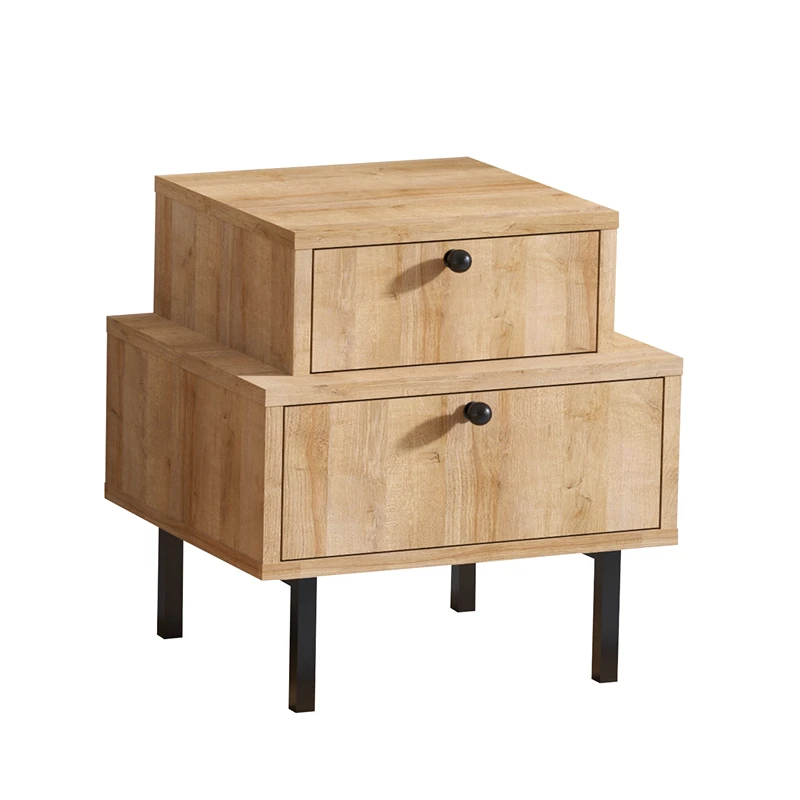 Noptiera Nadia, stejar negru, 45 cm, picioare metalice, design elegant [2]