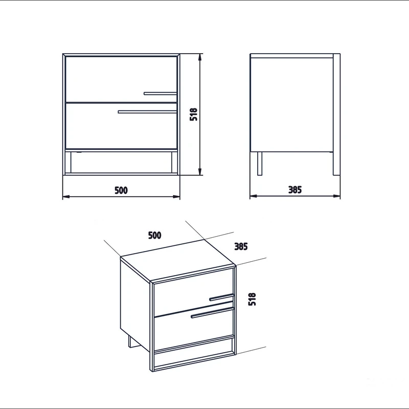 Noptiera neagra si aurie cu sertar si picioare metalice, 50x51,8 cm [2]