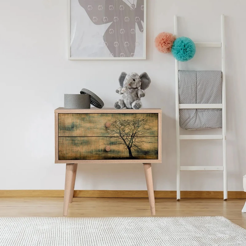 Noptiera Two, stejar sonoma, cu 2 sertare si picioare din lemn, 60 cm [0]