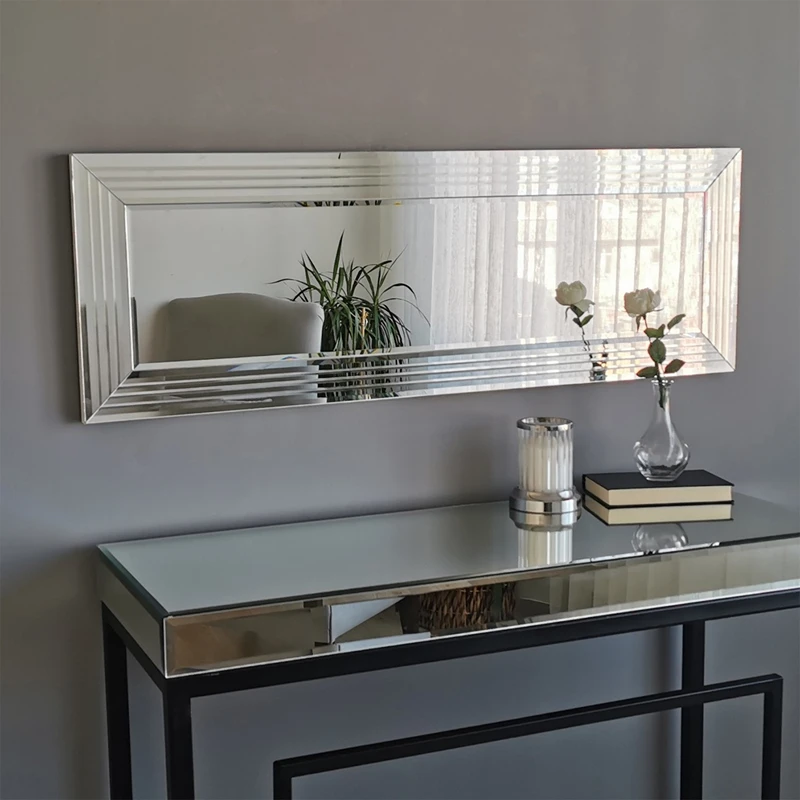 Cele mai noi - Oglinda dreptunghiulara cu rama argintie, ajustabila, design elegant