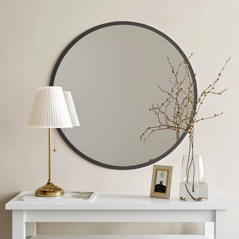 Cele mai noi - Oglinda rotunda decorativa cu rama neagra, stil modern, rama subtire