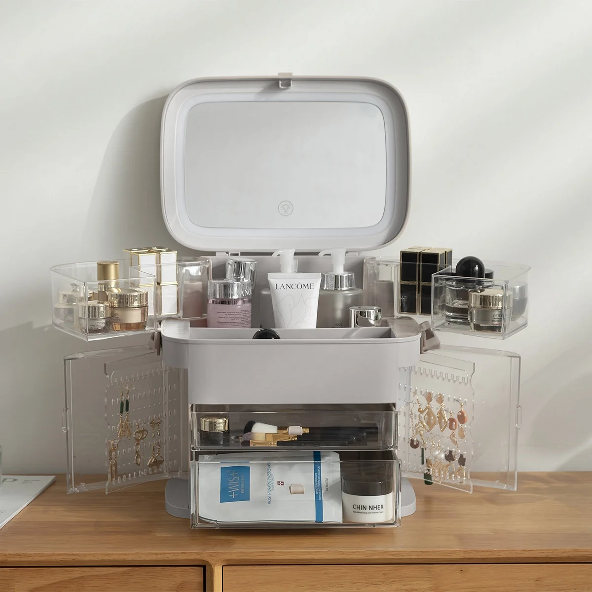 Organizator cosmetice Cutie cu oglinda iluminata LED [3]