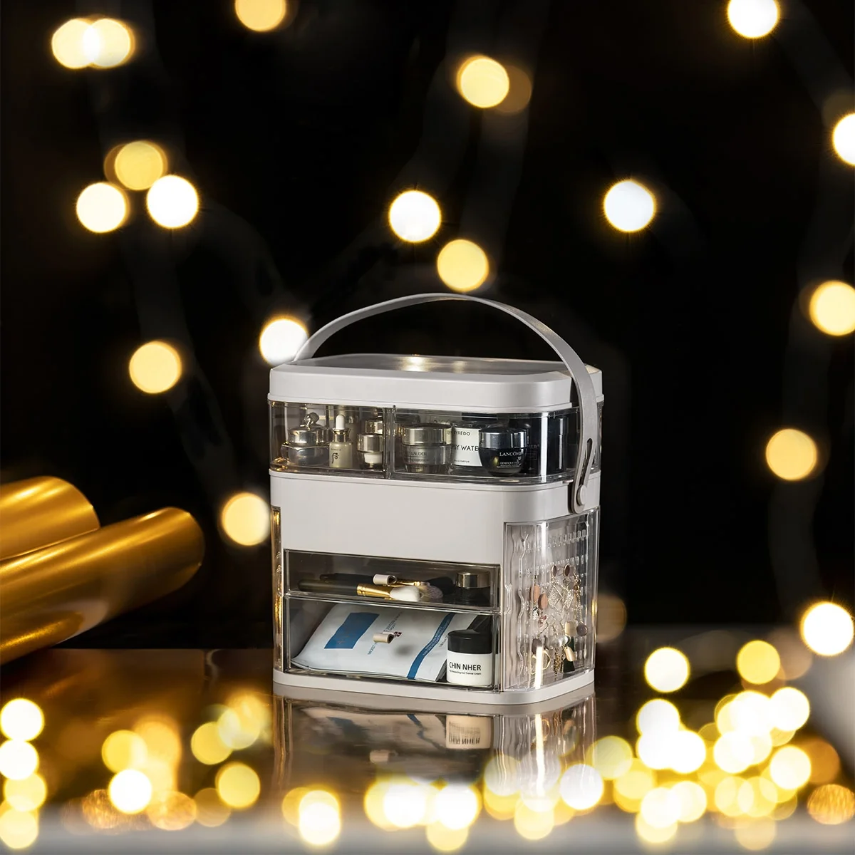 Organizator cosmetice Cutie cu oglinda iluminata LED [7]
