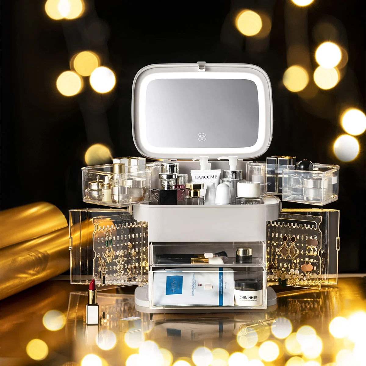 Organizator cosmetice Cutie cu oglinda iluminata LED [8]
