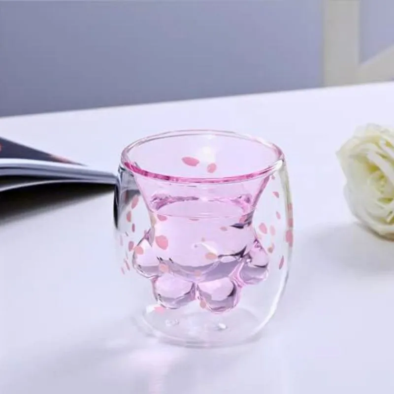 Cadouri pentru Iubita - 6 x Pahar cu Pereti Dubli Kitty Paw