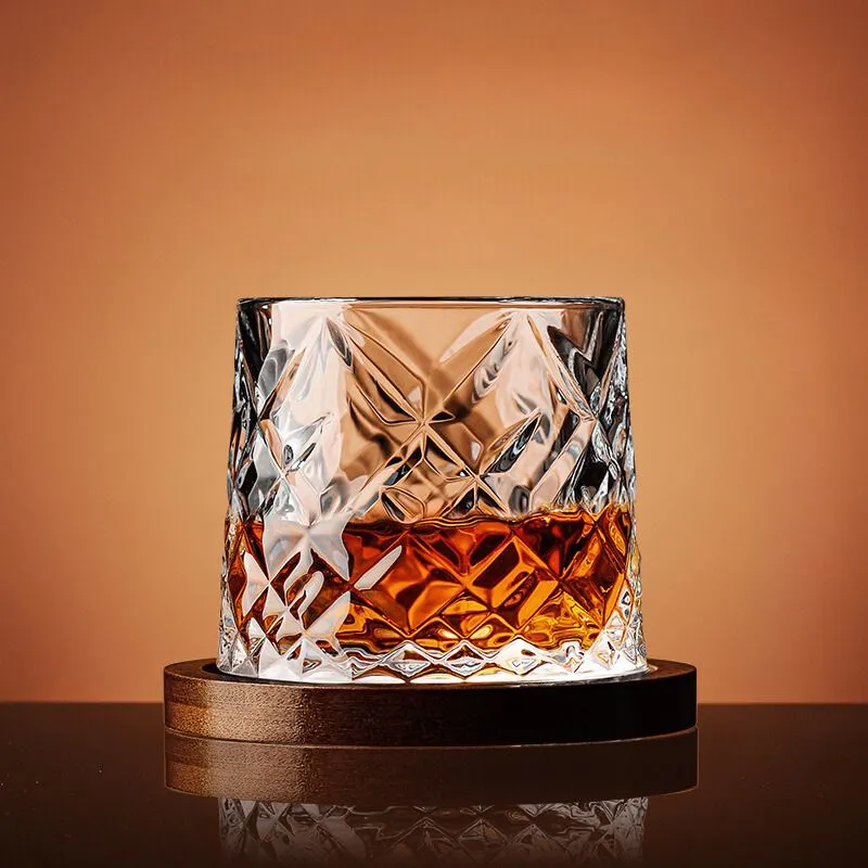 Cadouri de Baut - Pahar whiskey Diamant cu baza din lemn