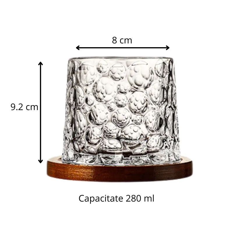 Pahar whiskey Spinner cu baza din lemn [2]