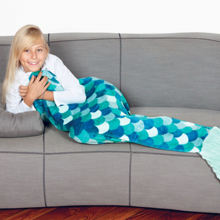 Patura coada de sirena pentru copii, Micuta Ariel, Marine, 240g/mp [1]