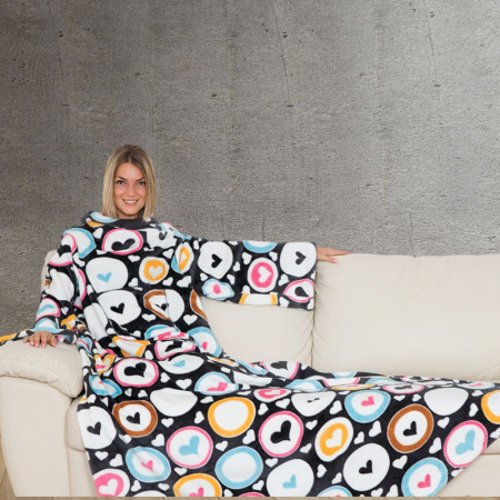 Patura cu maneci si buzunar, Inimioare Deluxe, 240g/mp [1]