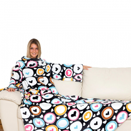 Patura cu maneci si buzunar, Inimioare Deluxe, 240g/mp [3]