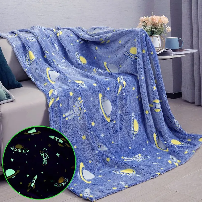 B2B & Corporate - Patura Fosforescenta cu Astronauti Flanel 130 x 150 cm