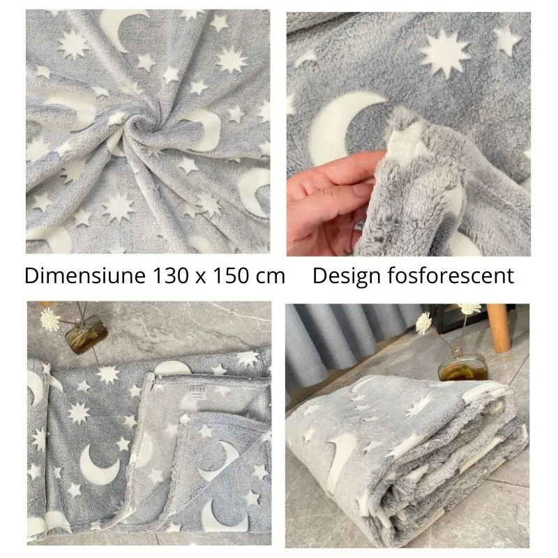 Patura Luna Fosforescenta Gri Flanel 130 x 150 cm [9]