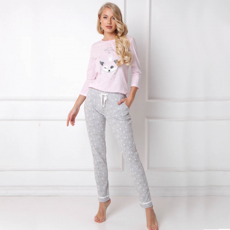 Cadouri pentru Iubita - Pijamale dama Therry 2 piese, pantaloni lungi