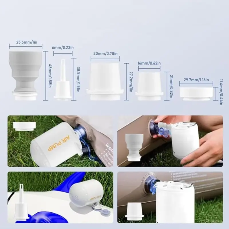 Pompa de aer portabila cu lanterna si baterie reincarcabila – ideala pentru saltele, camping si excursii [2]